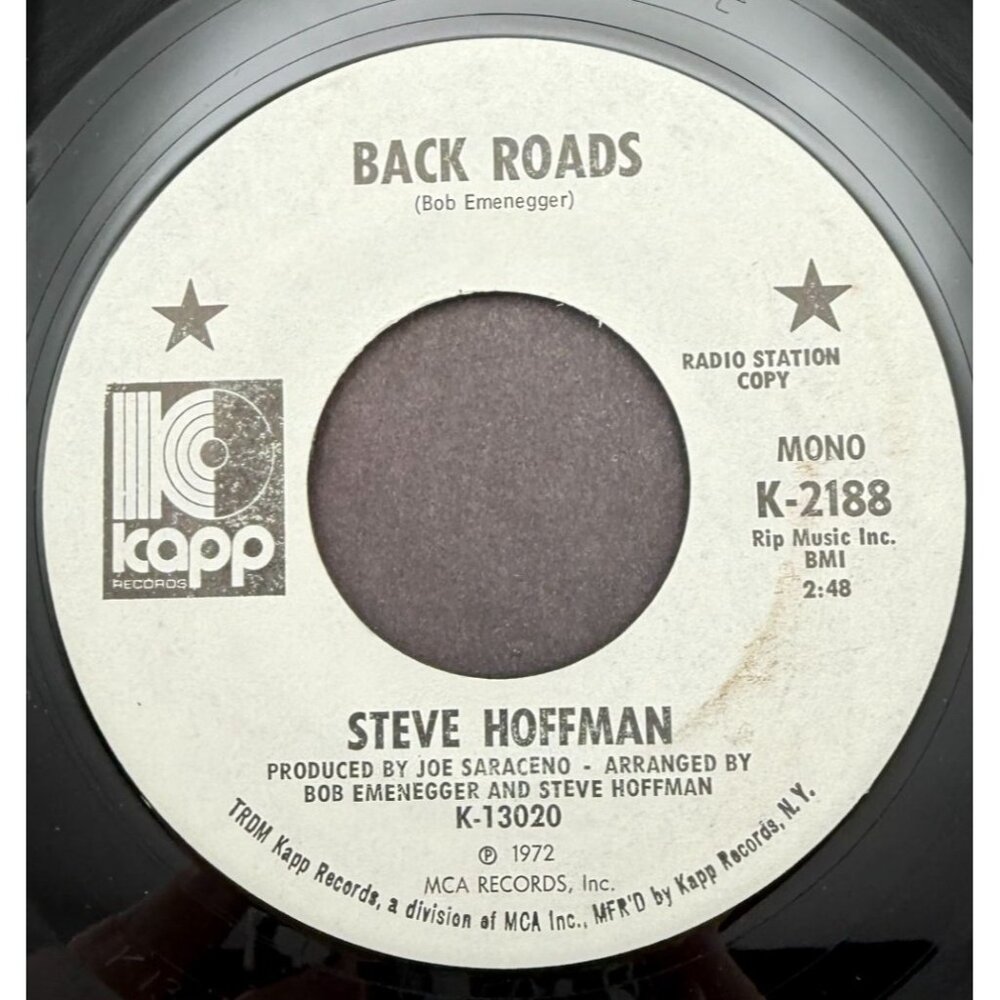 Steve Hoffman Back Roads / Sell Out 45 Vinyl 70s Rock Promo Kapp 2188 VG+/NM